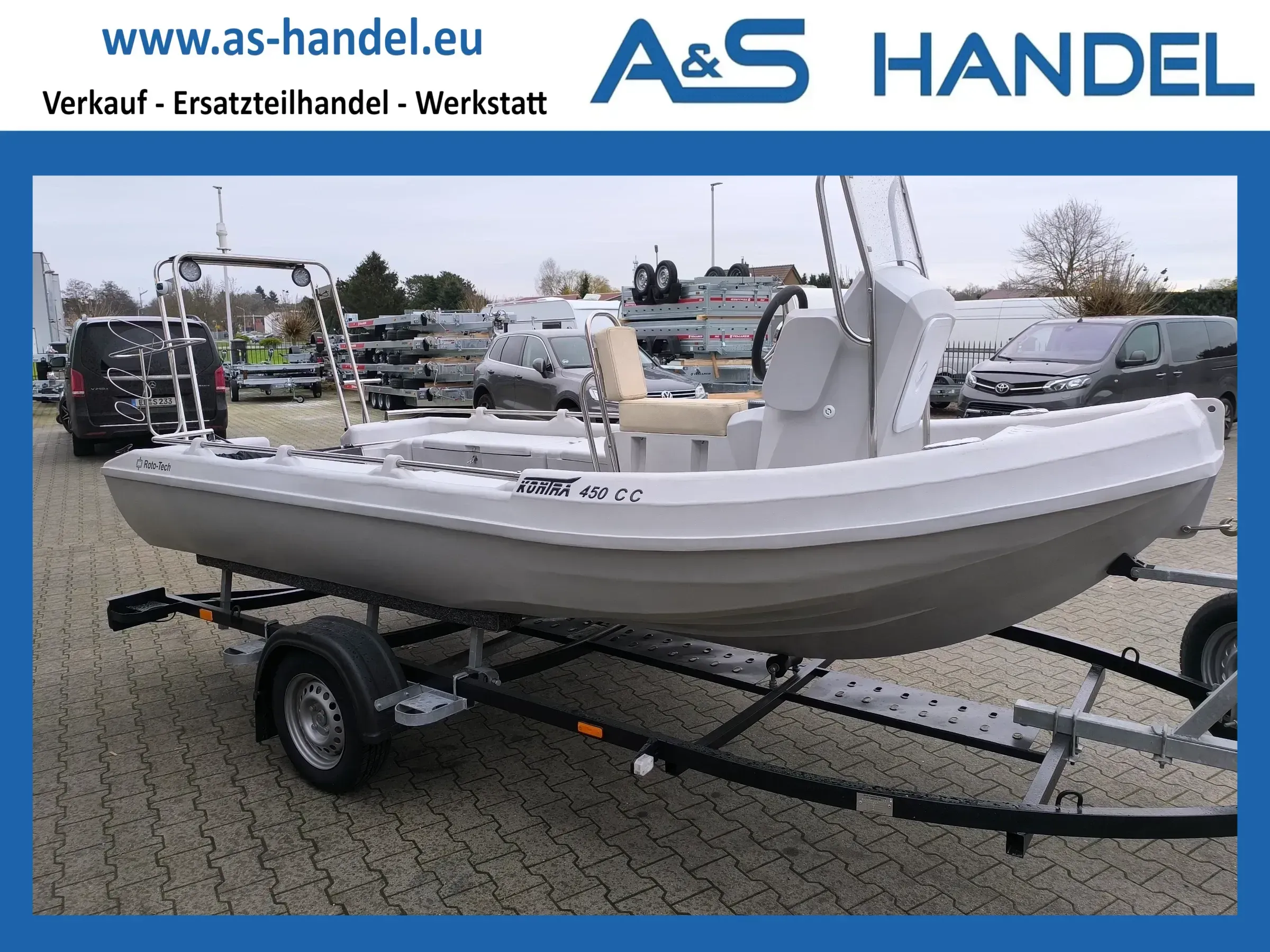 KTS Suski Bootstrailer 750 kg schwarz mit Laufsteg - Bild 1