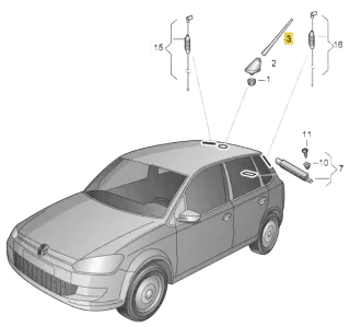 Orig. Antenne Dachantenne 20cm Seat Alhambra Leon Mii Ibiza Altea Toledo 5mm M5 - Bild 3