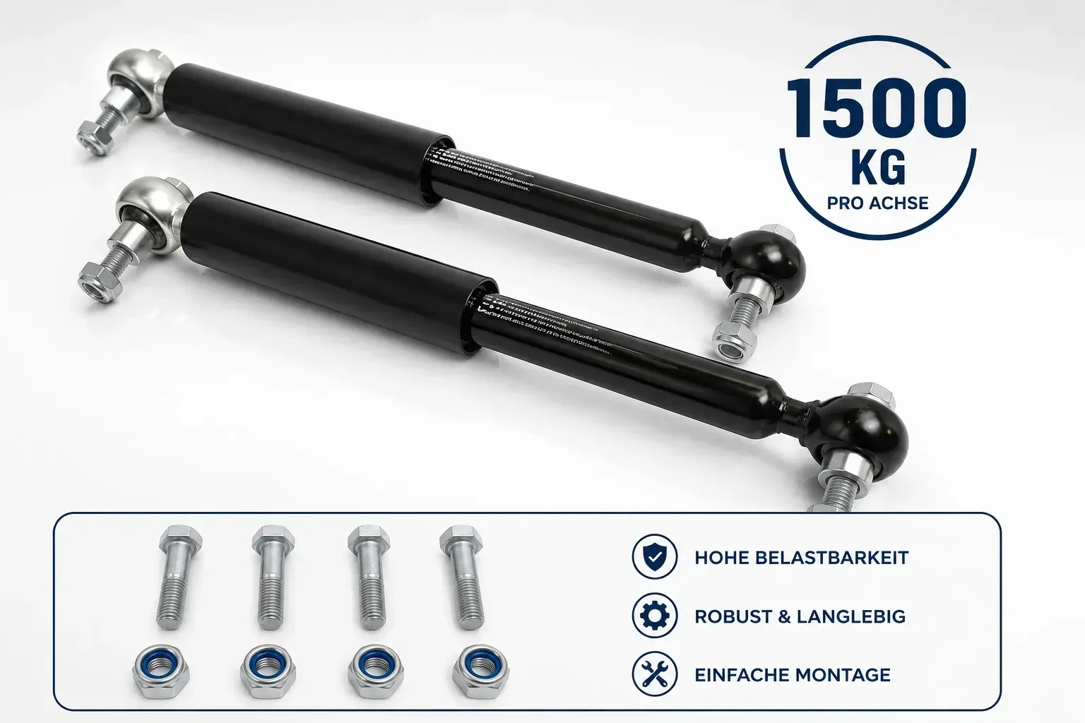 Stoßdämpfer Set 1500 kg Achslast Anhänger Fahrwerksdämpfer BPW Knott Alko - Bild 1