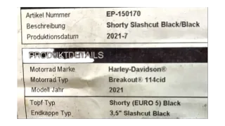 Harley Davidson Endtöpfe Shorty 3,5“ Slashcut Black EURO 5 114cid EP-150170 - Bild 5