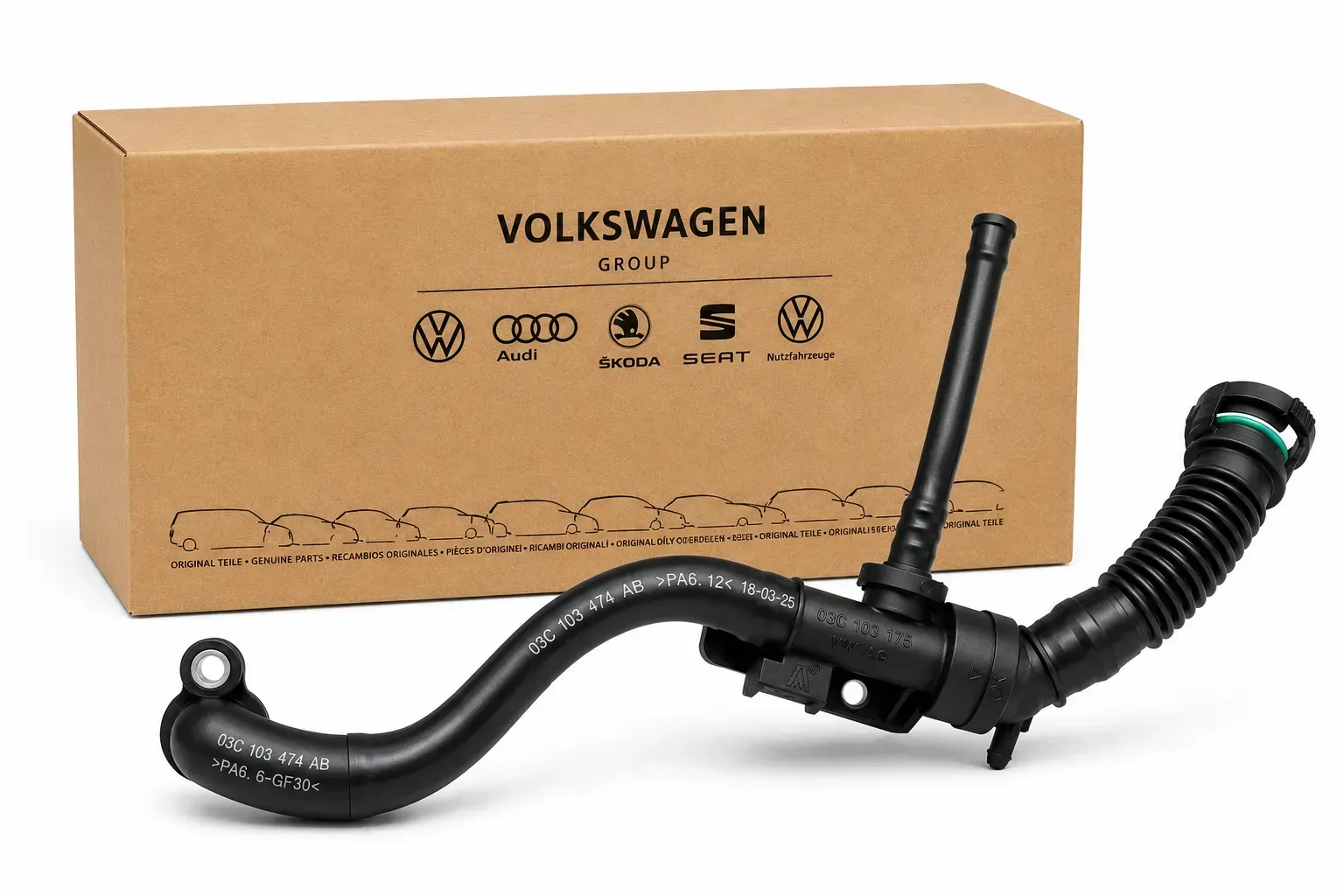 Original VW Seat Skoda Audi Entlüftungsschlauch Kurbelgehäuse 1.4TSI 03C103474AB - Bild 1