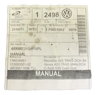 Original VW Polo 6R Türverkleidung Türpappe Hinten Rechts 6R6867212 - Bild 4